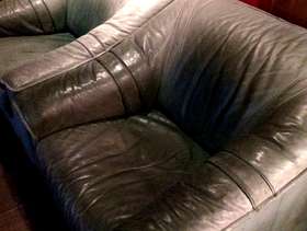 Freecycle 2 large green leather Ikea armchairs