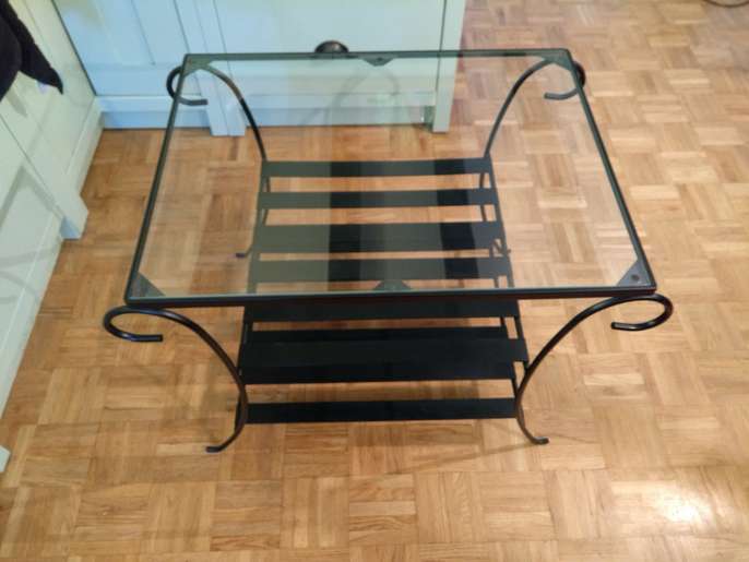 FreelyWheely Next brand iron and glass TV stand