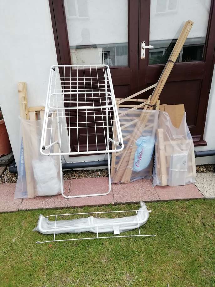 FreelyWheely Folding clothes dryer & 3 canvas clothes units.