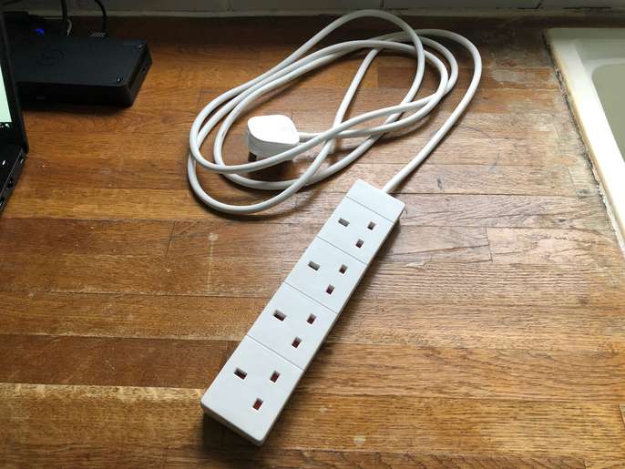 FreelyWheely Three power strips UK sockets and plugs