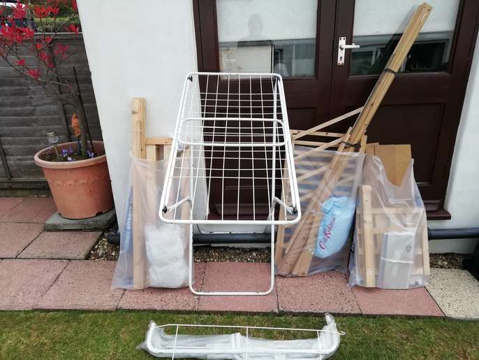 FreelyWheely Folding clothes dryer & 3 canvas clothes units.