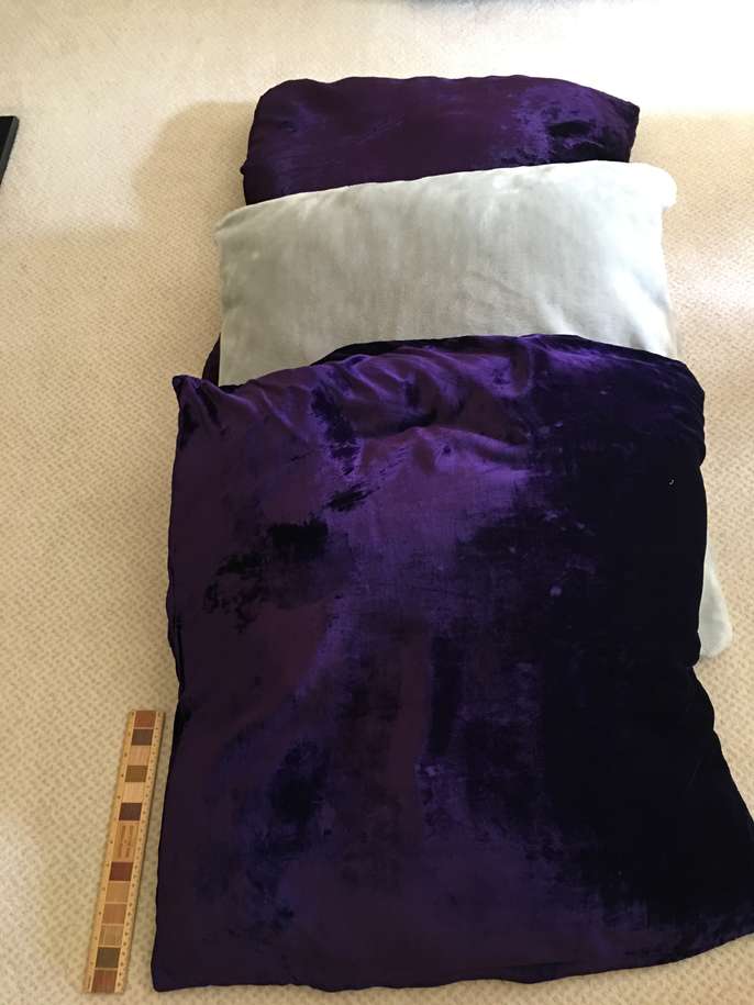 FreelyWheely: Large soft purple and grey floor cushions