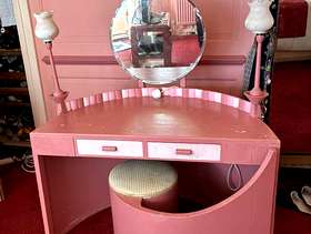 Freecycle Pink dressing table and stool attached .