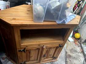 Freecycle Pine TV Cabinet can be put in corner of room
