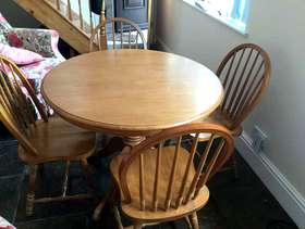 Freecycle Round pine Table and Four chairs