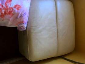 Freecycle Free cream sofa and single chair with footstool.
