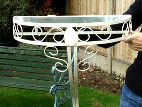 Freecycle 1960s Wrought Iron and Glass Talephone Table