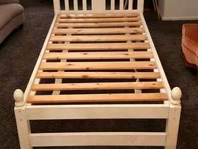 Freecycle Pine Single Bed painted in an annie sloan type ivory ...