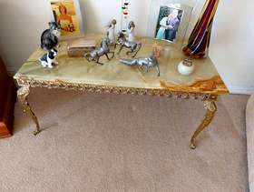 Freecycle Vintage Green Marble Effect Onyx Coffee Table Rectangle Shape on ...