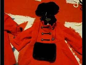 Freecycle Red military coat hat and hand muff