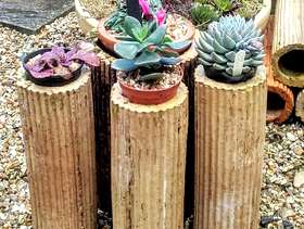Freecycle 10 vintage clay drainage pipes garden decor