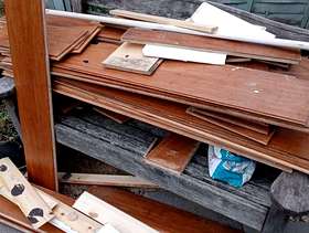 Freecycle Bamboo flooring offcuts and pine skirting board