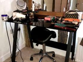Freecycle Small black glass desk