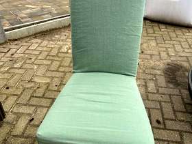 Freecycle Eight dining chairs solid wood, upholstered