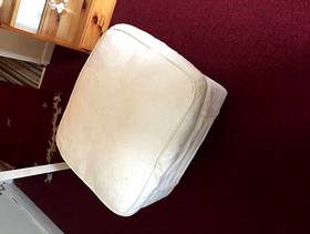 Freecycle White fabric footstool on wheels