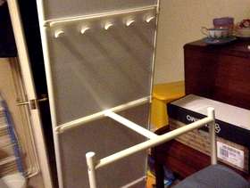 Freecycle Knapper IKEA cream standing mirror with valet stand.