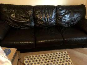 Freecycle Real leather brown 3 seater sofa bed