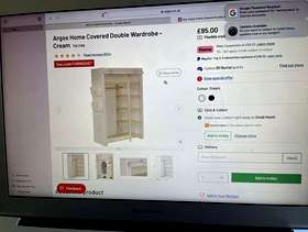 Freecycle Argos Home Covered Double Wardrobe Cream