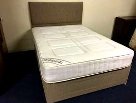 Freecycle Double divan bed with clean mattress and padded headboard