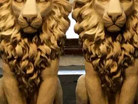 Freecycle Stone effect sitting lions