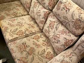 Freecycle Comfy Sofa with Fire tags.