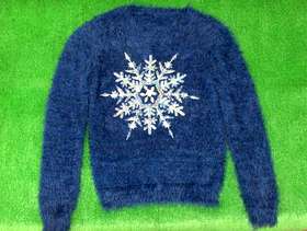 Freecycle Girls Pretty Dark Blue Snowflake Jumper