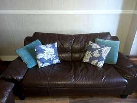 Freecycle 2 Dark Brown Leather Sofas