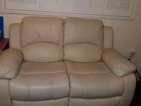 Freecycle Beige faux leather sofas