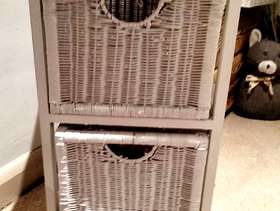 Freecycle 3 x wood and wicker bedside tables with drawers