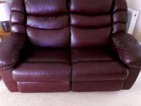 Freecycle Sofa. Burgundy Leather, 3 seater