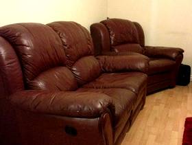 Freecycle Leather sofa maroon color 2 seater and 1 seater with ...
