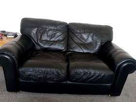 Freecycle 2 black leather sofas