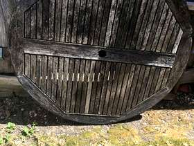 Freecycle Fence pieces and wooden garden table and 3 chairs