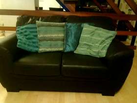 Freecycle 2-seater and 3-seater black leather sofa set