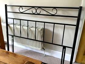 Freecycle Black tubular metal headboard bed head to fit a 4ft6 ...