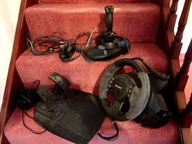 Freecycle Computer steering wheel & joy stick.