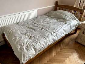 Freecycle Single pine bed and mattress