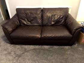 Freecycle 3 seater brown leather sofa