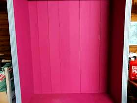 Freecycle Upcycled pink and blue Victorian open wardrobe with drawer underneath