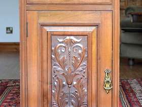 Freecycle Solid wood cupboard/drawer cabinet, beautiful carving detail, 79 x 51 ...