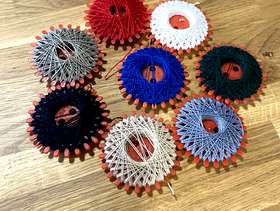 Freecycle Embroidery threads on handy holders, eight holders varios colour of ...