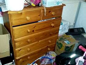 Freecycle Chiswick - Pine chest of drawers and bedside table
