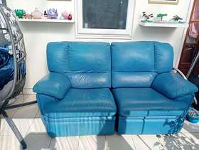 Freecycle Blue Leather Sofa