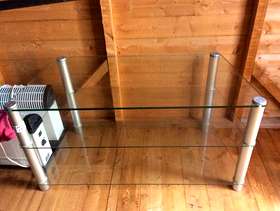 Freecycle Three tier clear glass tv stand