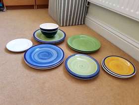 Freecycle Coloured plates and bowls