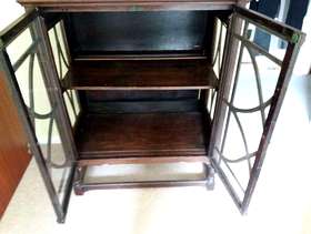 Freecycle Glass and dark wood display cabinet