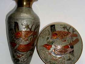 Freecycle CLOISONNE VASE and LIDDED BOWL
