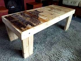 Freecycle Reclaimed Natural Coffee Table with print (upcycled)