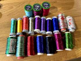 Freecycle Embroidery threads, assorted colours, some metallic, 20 reels including anchor, ...