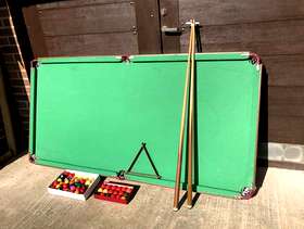 Freecycle Small Pool/Snooker table with balls and cue
